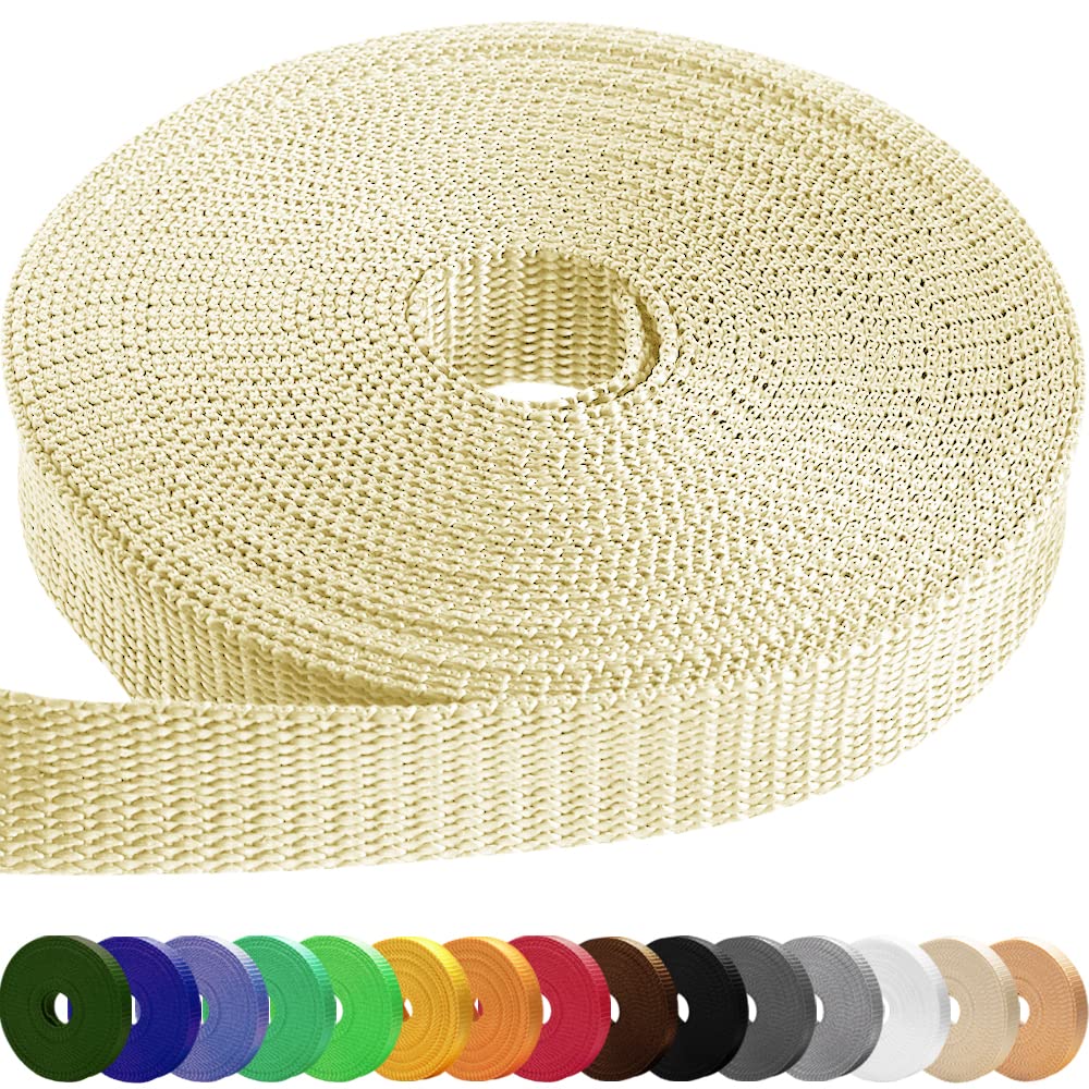 TECEUM 3/4" & 5/8" & 1" & 1.5" & 2" Webbing – 10 25 50 Yards – 40+ Colors – Heavy Duty 1 Inch 1.5 Inch 2 Inch Backpack Straps – Webbing for Climbing