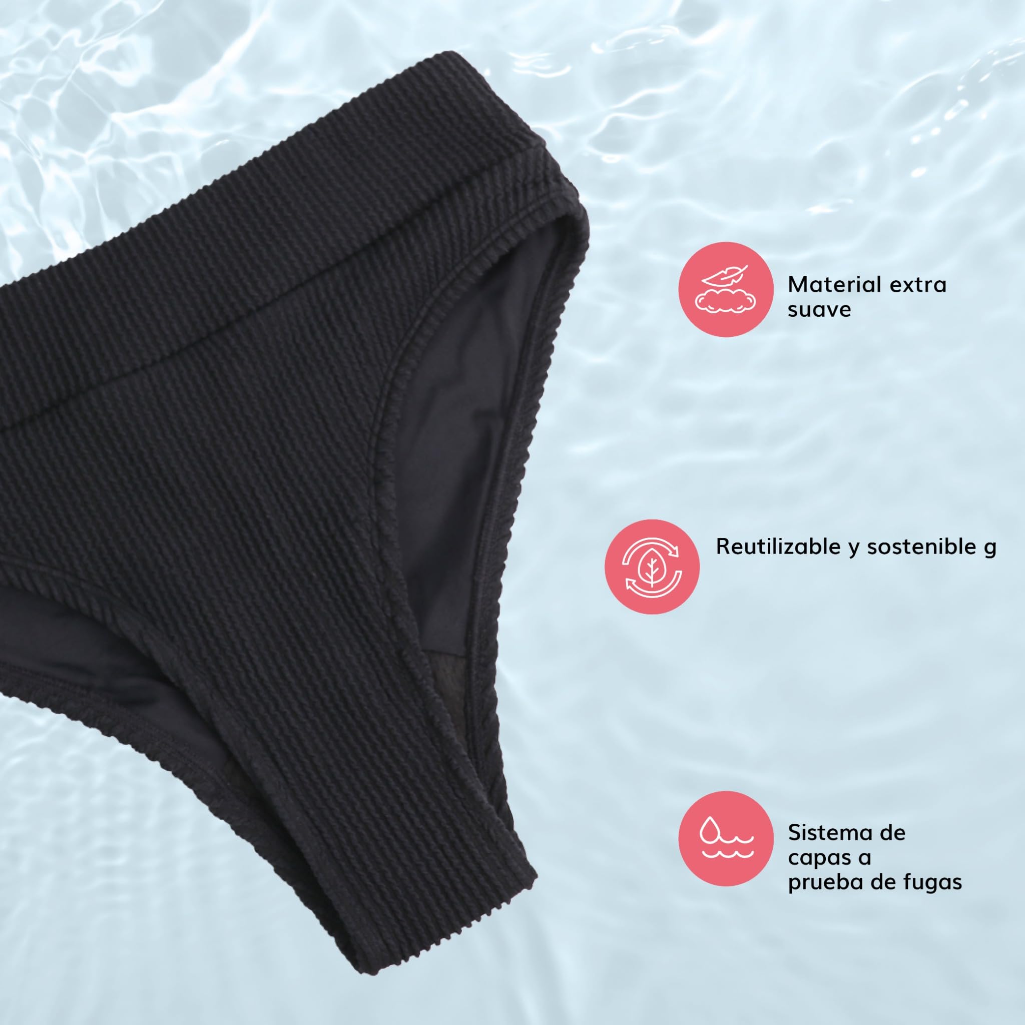 MYLILY Bikini Menstrual Acanalado | Braguita de Bikini Arrugado | Bañadores menstruales | Bikini Menstruacion