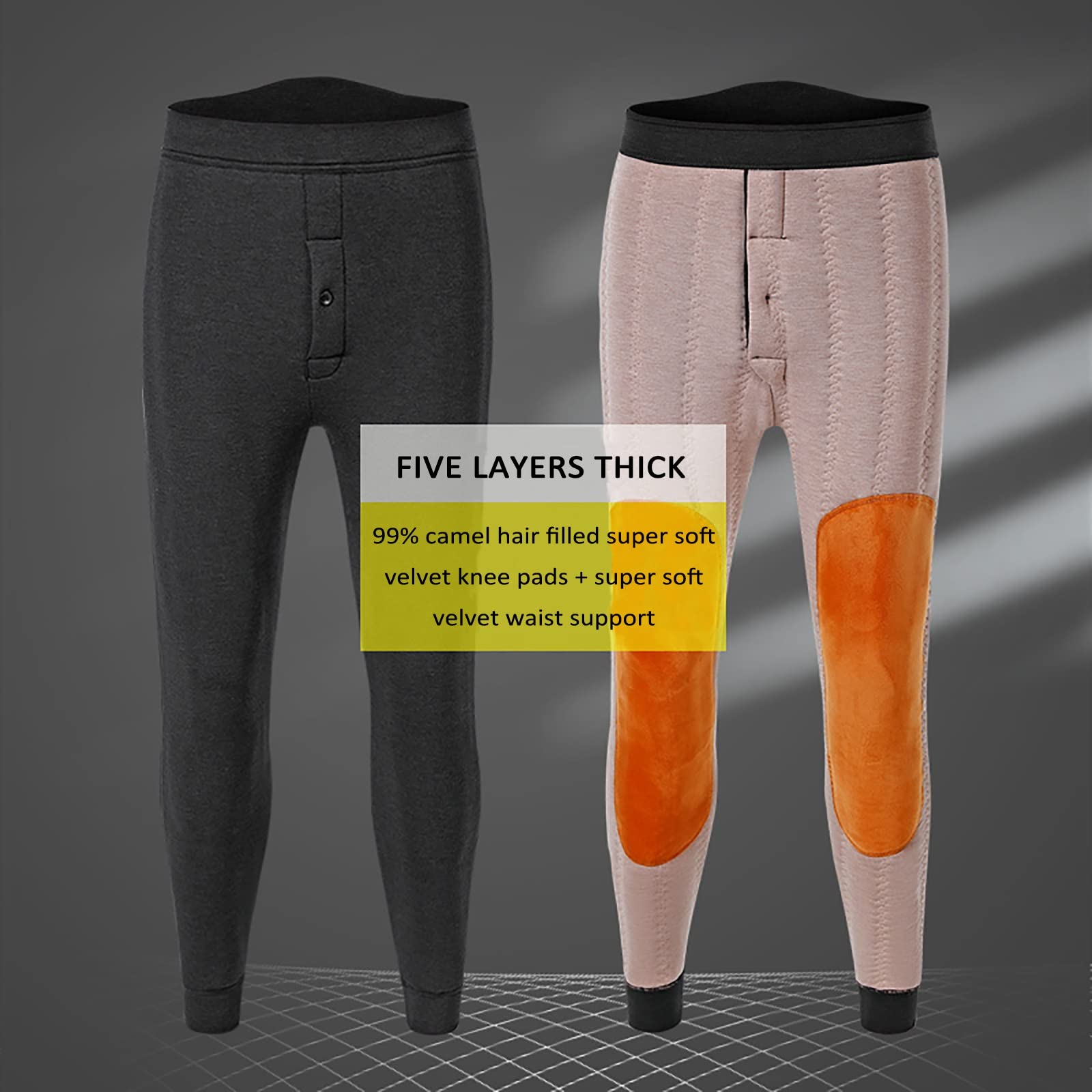 G&F Hombres Pantalones Térmicos Capa Interior Medias Calientes Calzoncillos Largos Pantalones Invierno (Color : Black, Size : 4XL)