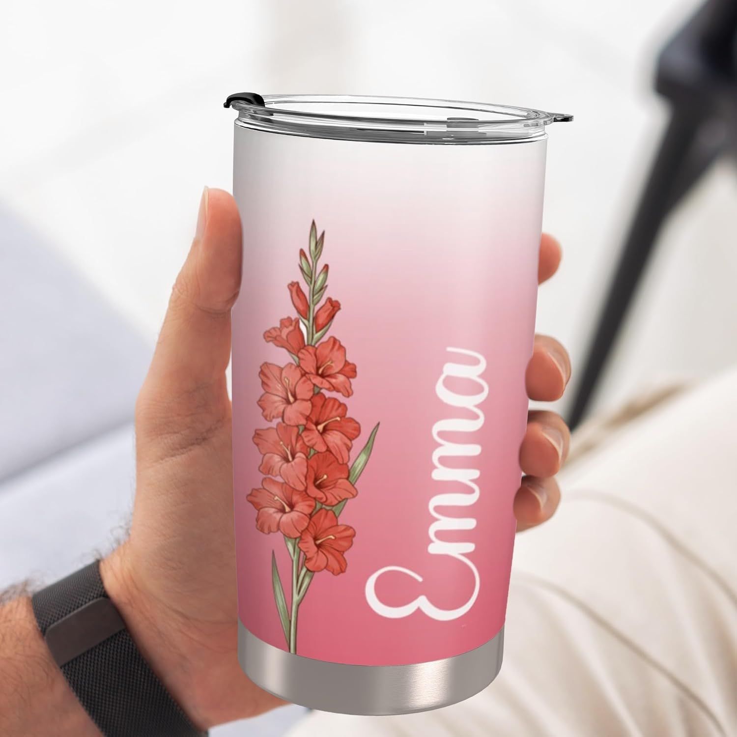 Custom Stainless Steel Coffee Tumbler with Lid & Straw 20oz Personalized Photo Name Text Logo Made in USA, Gift for Men Women Mom Dad Couple D13 - Image 8