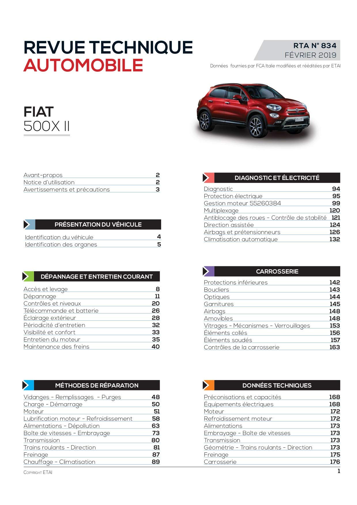 E.T.A.I - Revue Technique Automobile 834 - FIAT 500X - 2014 à ce jour