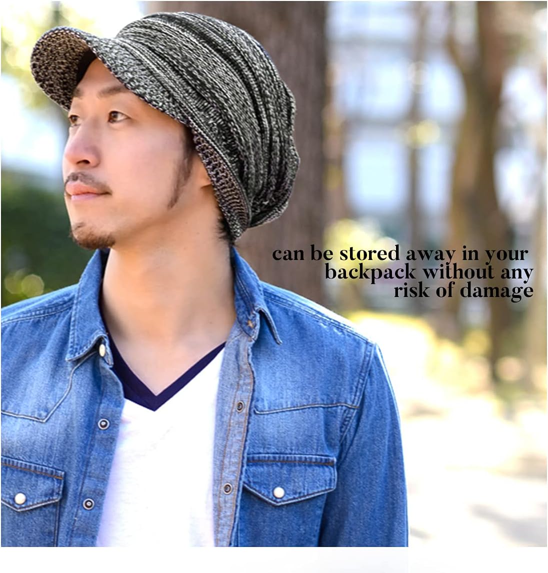 CHARM Mens Winter Knit Beanie Hat - Womens Slouchy Visor Cap Summer Baggy Slouch Knit - Image 6