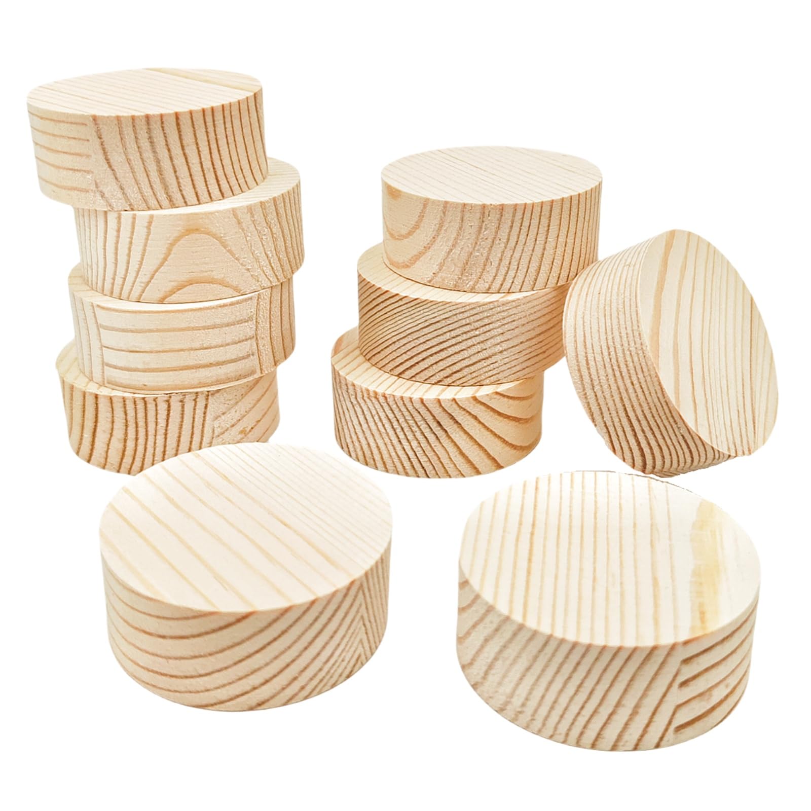 10PCS Pine Circle Plaque, 5x2cm Blank Unfinished Round Wooden Circles Plaques for Craft Projects, Engraving, Wood Burning, Painting โ image 1