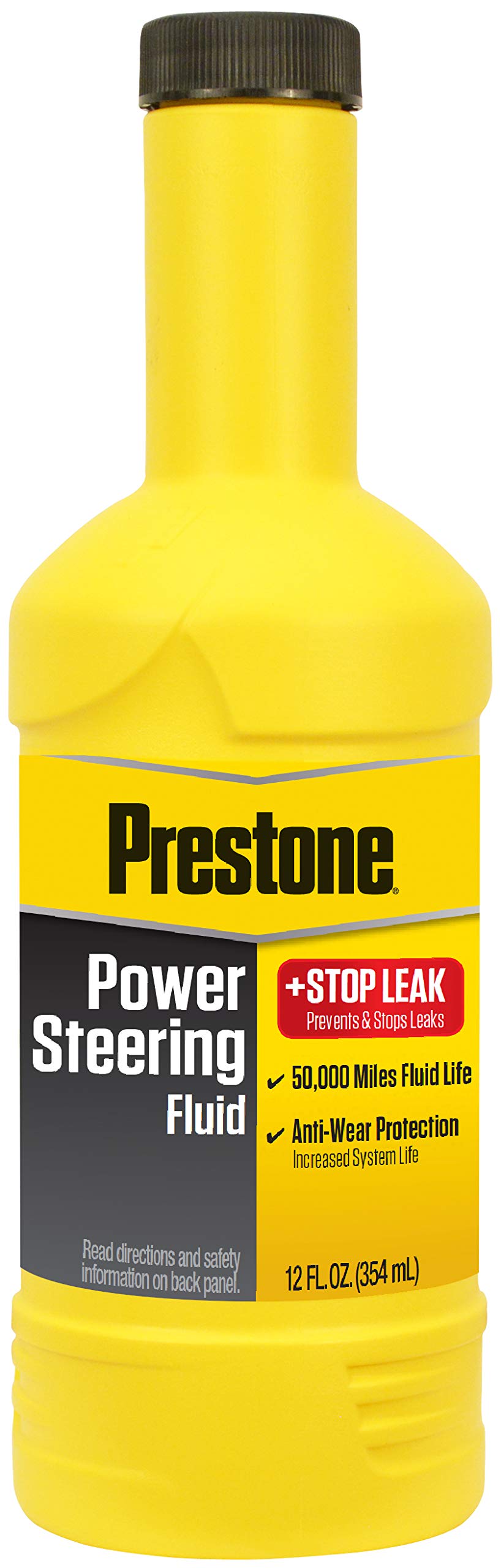Prestone AS262-12PK Power Steering Fluid with Stop Leak - 12 oz, (Pack of 12) , Yellow