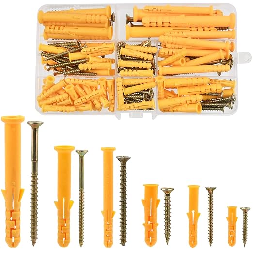 DODUOS 150PCS Wall Plugs and Screws for Brick, Brick Concrete Wall