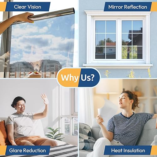 Miniatura 48 de rabbitgoo Película de privacidad para ventana, 3D decorativa vitral, adherencia estática, bloqueo solar, adhesivo de vinilo extraíble, carámbanos