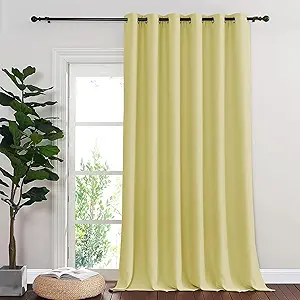 NICETOWN Blackout Sliding Glass Door Curtains, Room Darkening Thermal Insulated Curtains for Living Room Bedroom, Extra Wide Window Drapes, 1 Panel, W80 x L118, Paler Yellow