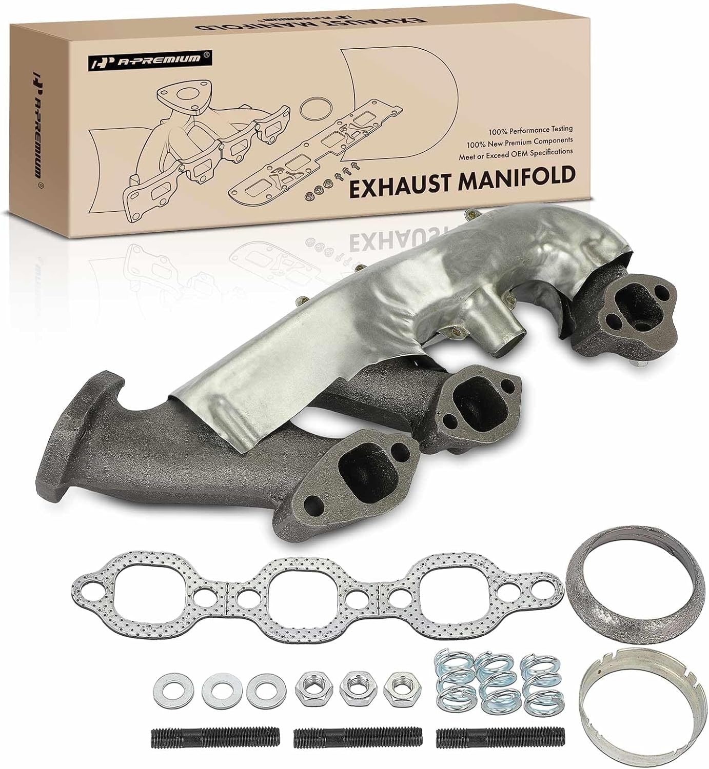 A-Premium Right Exhaust Manifold Kit W/Gaskets [6Cyl 4.3L] Compatible with Chevrolet & GMC Models - C1500 C2500 K1500 K2500 1988-1995, G10 G20 G1500 G2500 1995