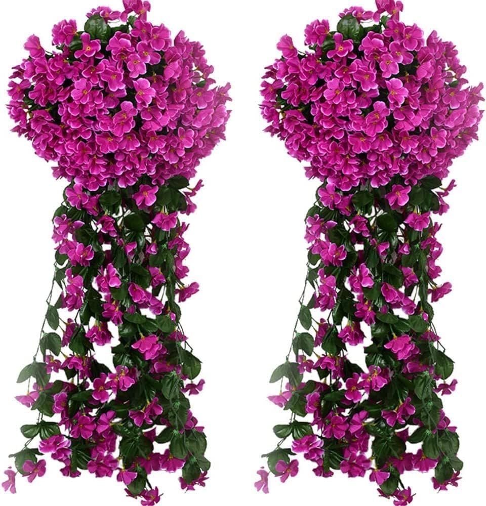 YATUOPNG Artificial Plant In Pot-Vivid Hanging Orchid Bunch,Flower Decor,Colorful Bouquet(Purple)