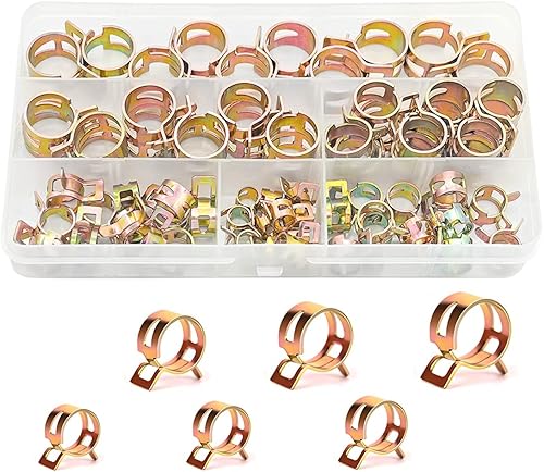 BELOMI 60 piezas de kit de surtido de abrazadera de manguera de resorte, abrazadera de tubo de manguera de vacío de silicona para línea de