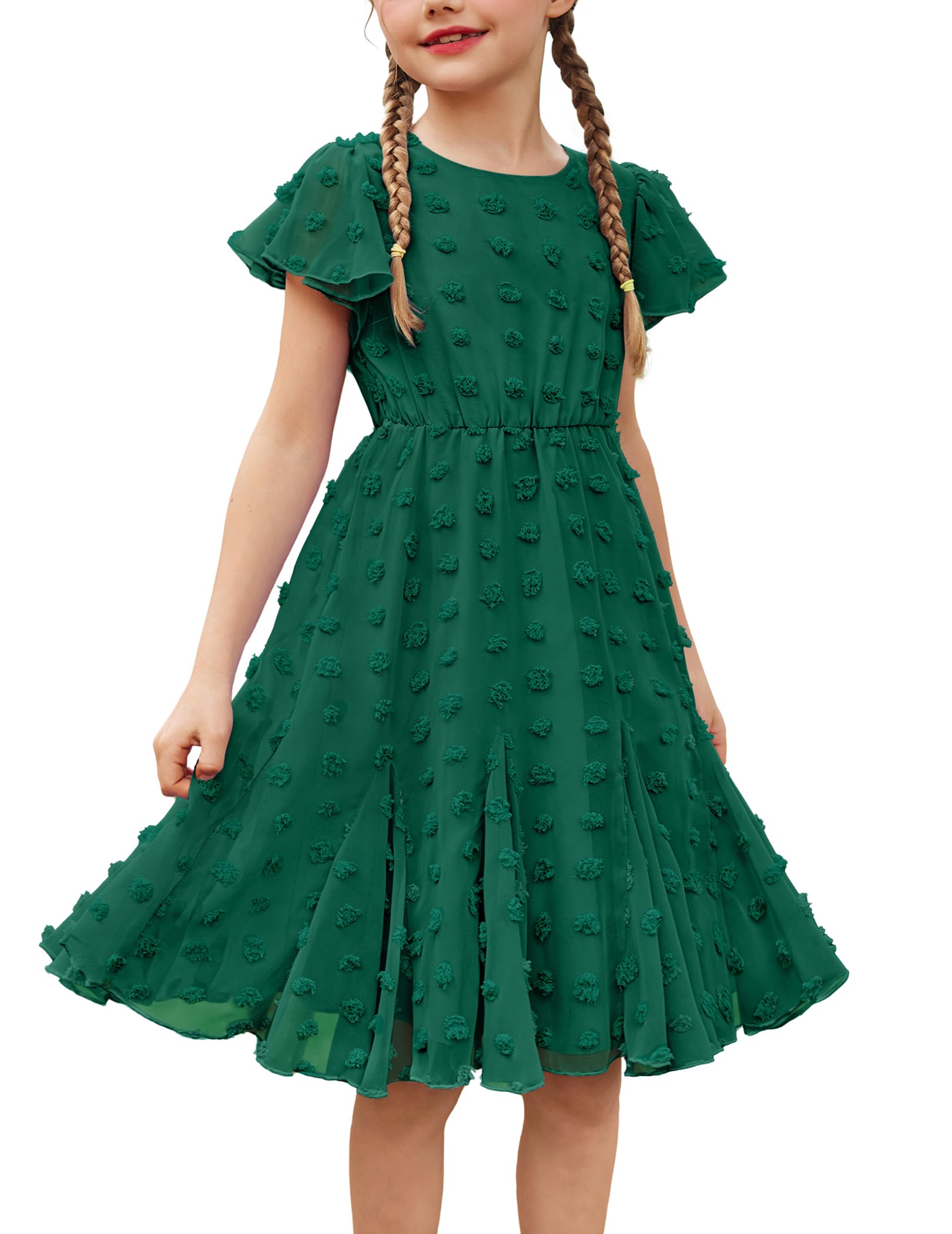 Flypigs Kleid Mädchen Festlich Hochzeit Party Kurzarm Sommer Freizeitkleid Prinzessin Chiffon Kleider Kinder Teenager Kleidung 3-12 Jahre