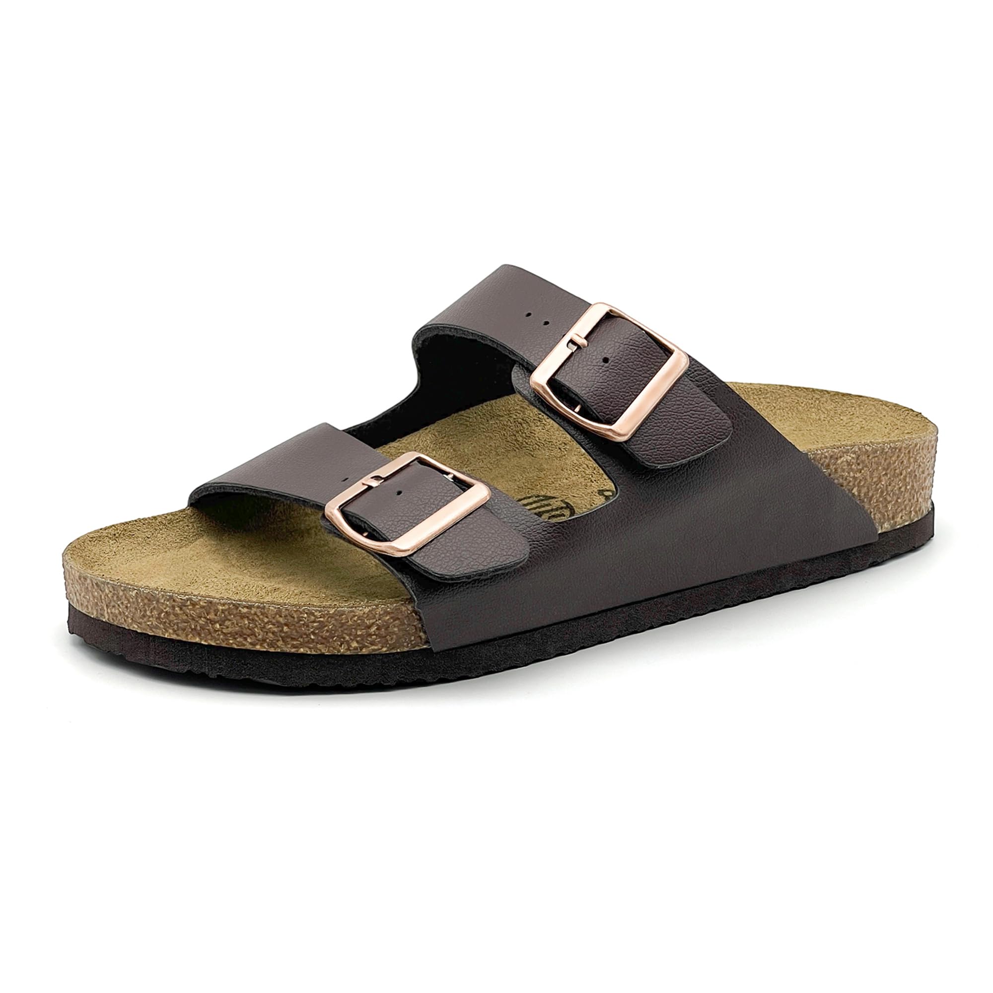 vinshoeci Herren Damen Pantoletten Hausschuhe Kork-Sandalen Sommerschuhe mit verstellbarer Schnalle für drinnen und draußen