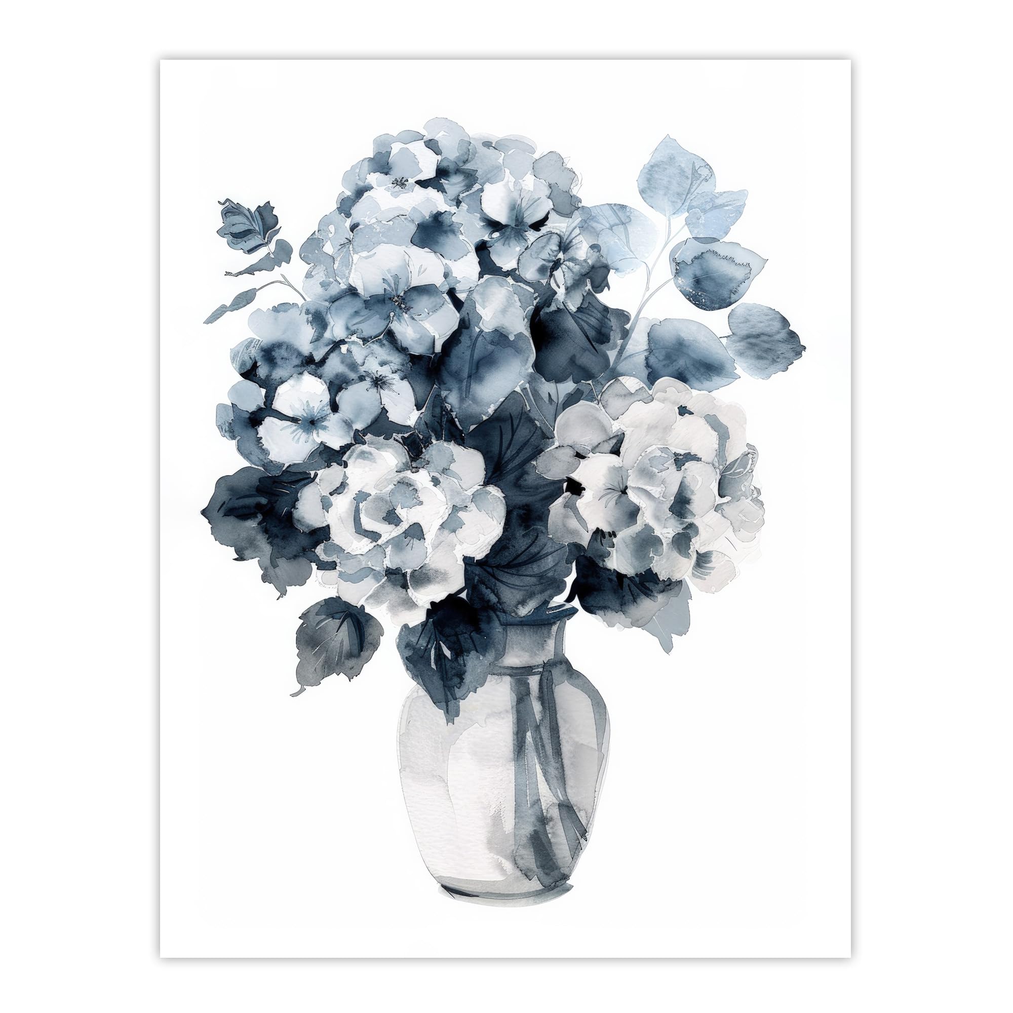 Artery8 Multi Flower Bouquet In Vase Monochrome Watercolour Wall Art Poster Print Extra