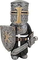 Vista 11 de Estatua de caballero de jardín, figuras de caballero de jardín, gnomos, decoraciones medievales, templarios, cruzados, guardia, armadura