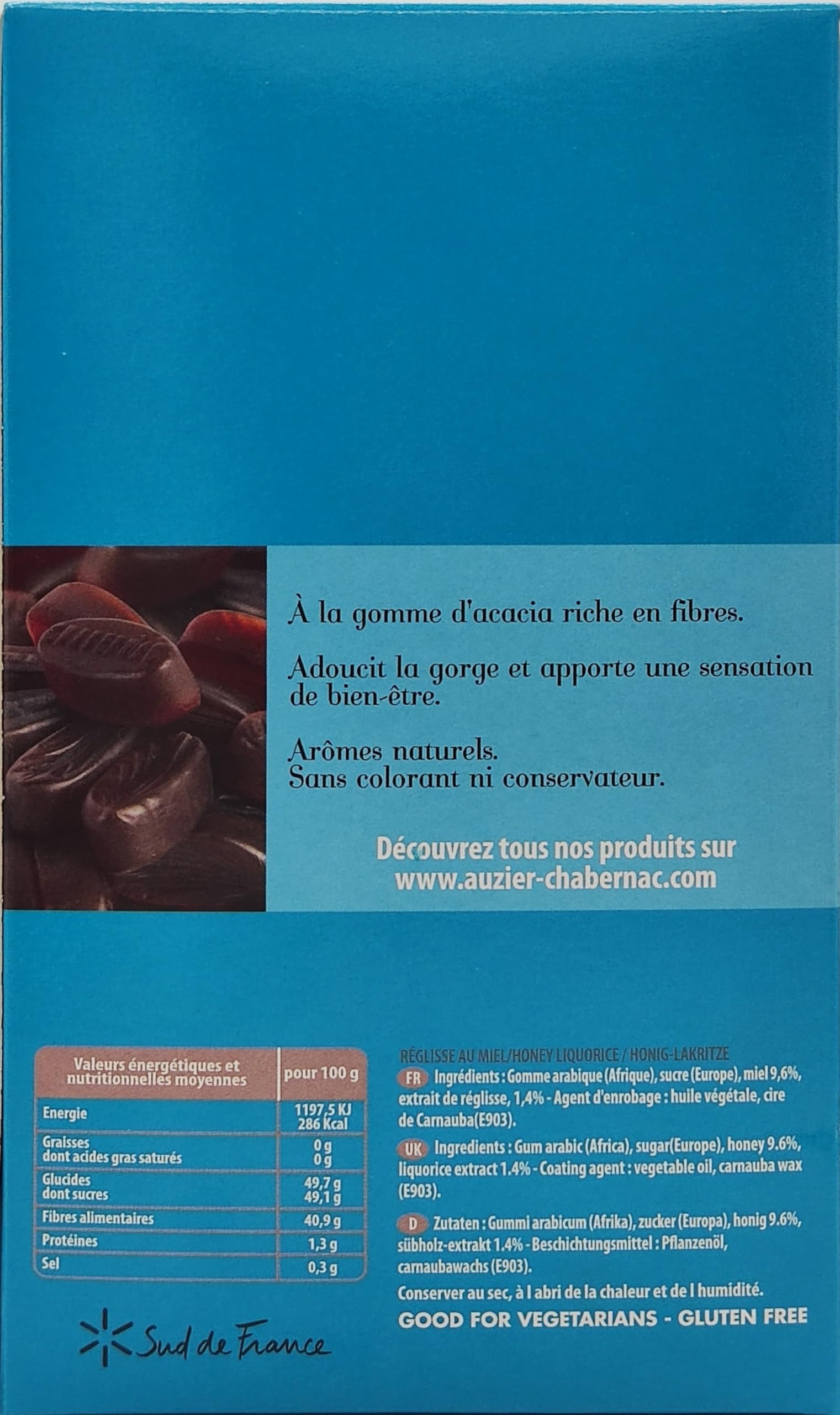 AUZIER CHABERNAC Pastilles à la Réglisse et au miel - Confiserie de Tradition. (Boite à l’ancienne 1Kg. Lot de 1.)