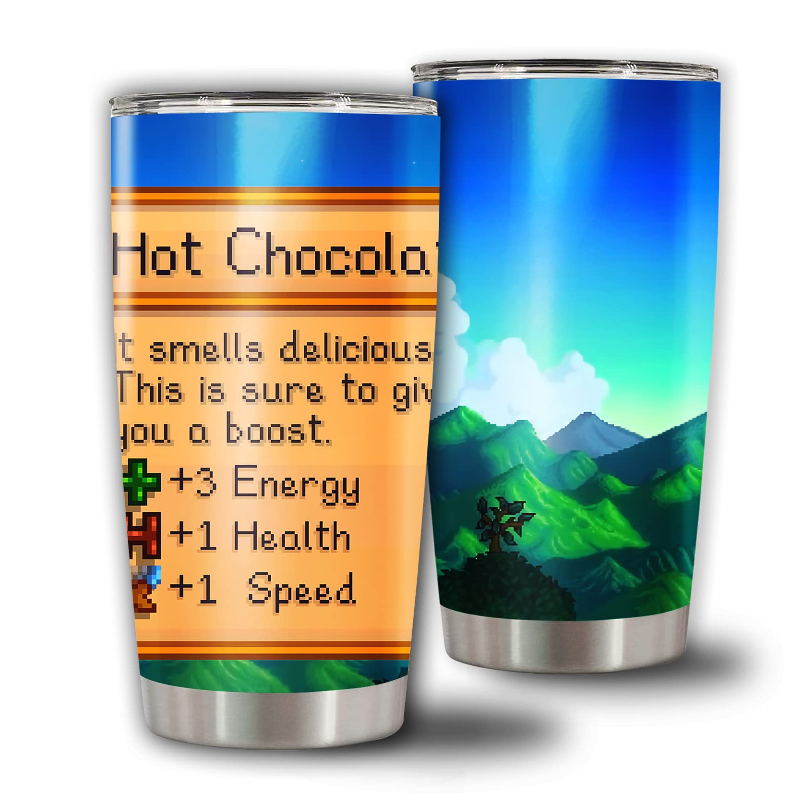 Insulated Tumbler Stardew Cool Valley Hot Chocolate Stainless Steel Coffee Cup 20 Oz Travel Mug