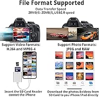 Vista 13 de (Certificado MFi de Apple) Lector de cámara de tarjetas Lightning a SD para iPhone, visor de cámara de rastro, adaptador de lector de tarjetas