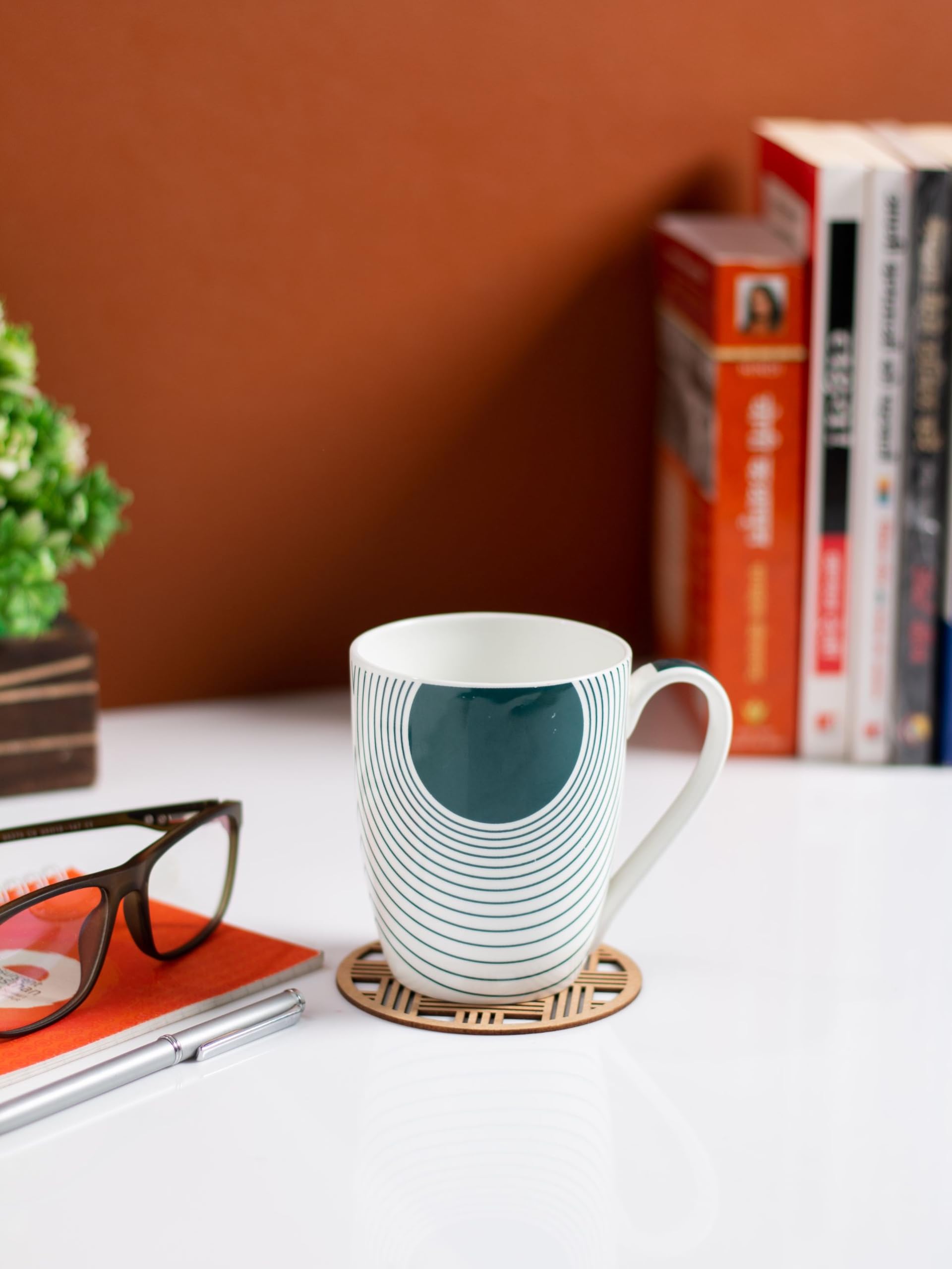 JCPL Fine Ceramic Printed Milk/Coffee Mug - 1 Pc - 350 ml (Green 331)