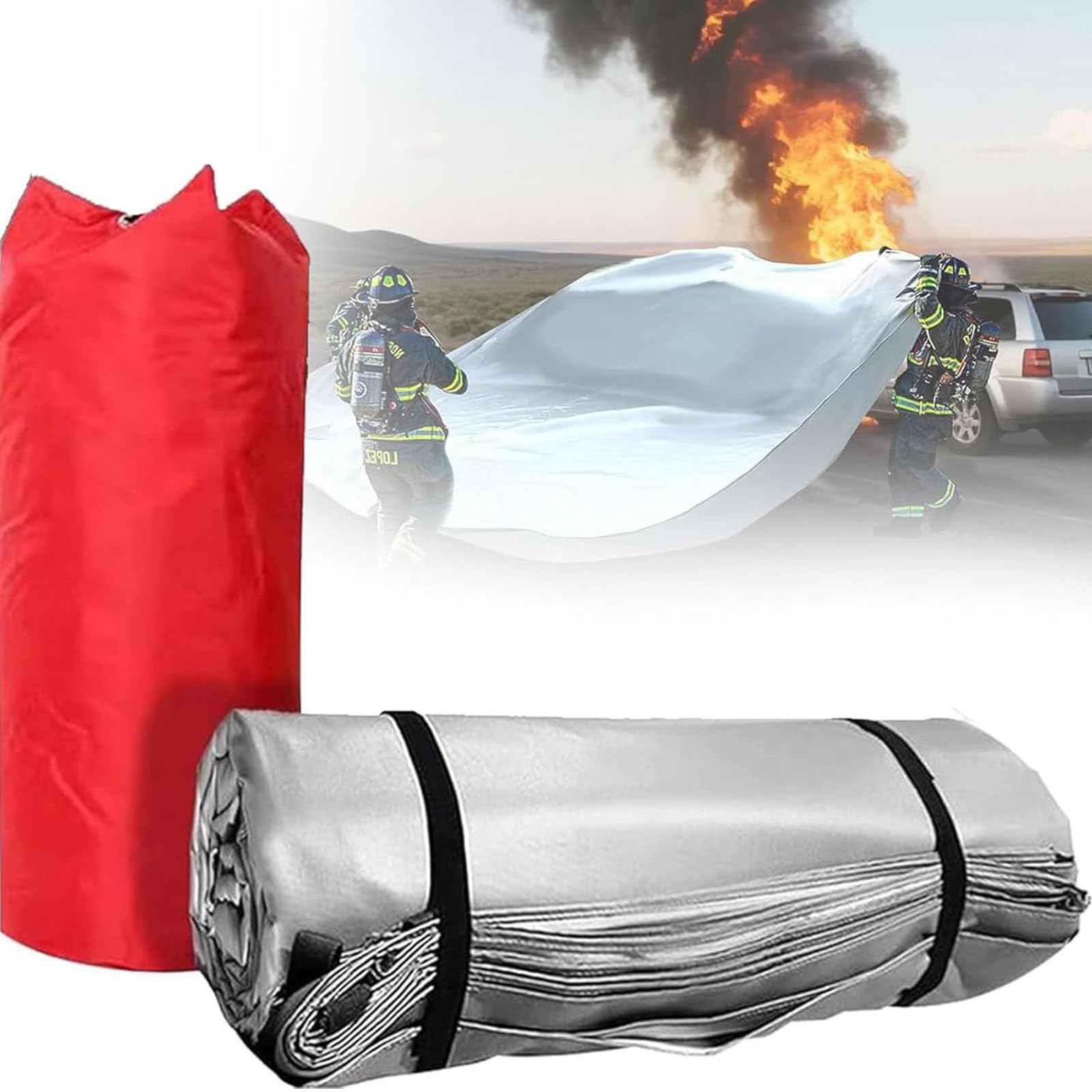 Manta de emergencia reutilizable para extinción de incendios de baterías de vehículos y motores, manta de seguridad resistente a altas temperaturas