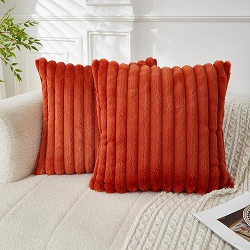 Miniatura 50 de Sunday Praise Juego de 2 fundas de almohada de felpa de piel sintética de doble cara de 20 x 20 pulgadas, fundas decorativas de almohada decorativas