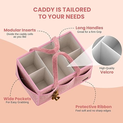 Miniatura 3 de Organizador de pañales para bebé extra grande con asas, cesta de almacenamiento portátil para coche y guardería