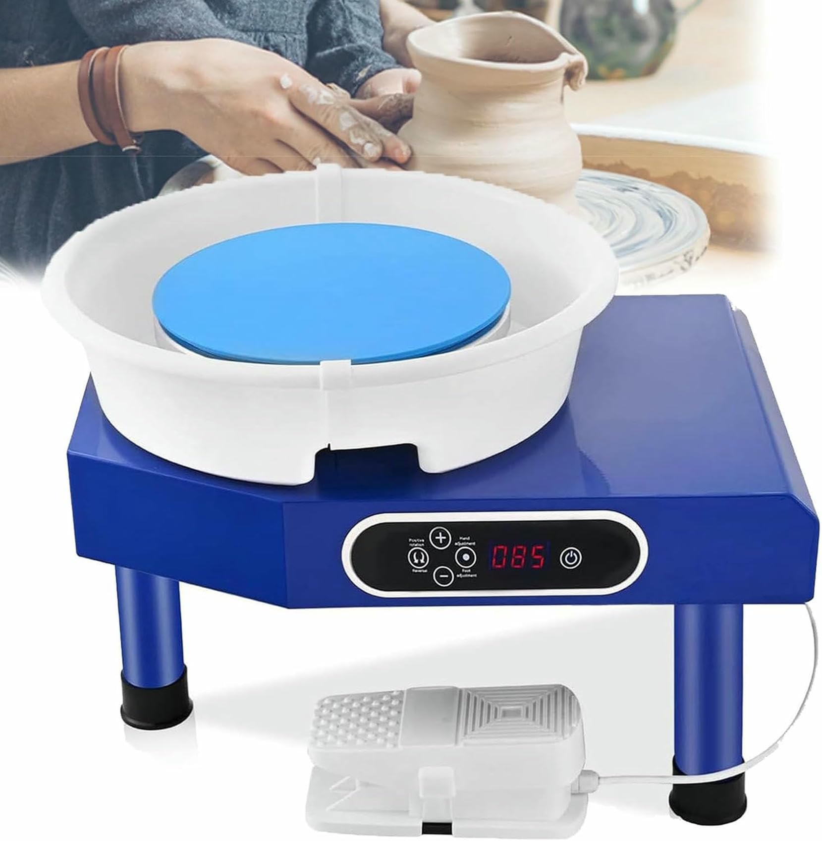 Máquina de torno de cerámica eléctrica, kit de modelado de arcilla con base de ABS extraíble y placa de cerámica, herramientas manuales de bricolaje, regalos para que los niños aprendan a trabajar