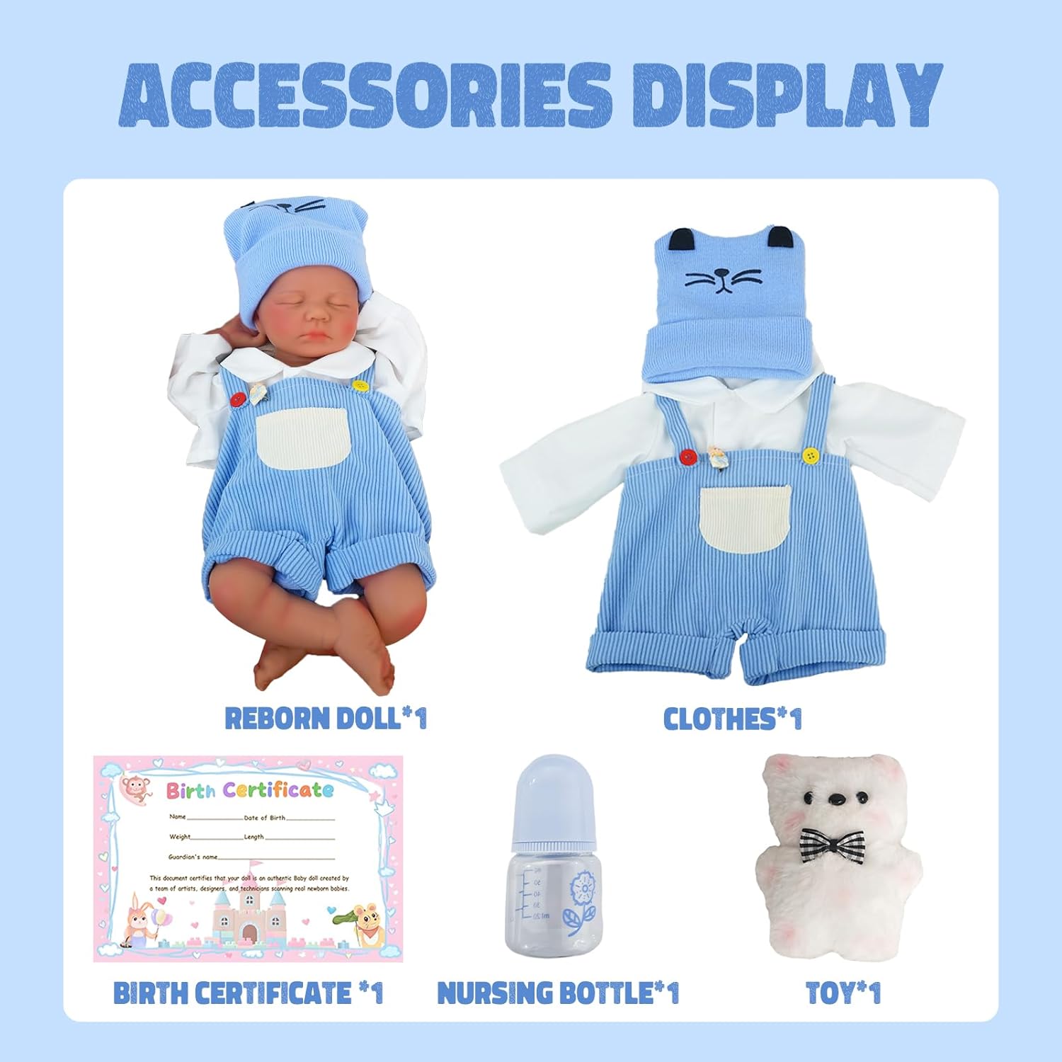 18.9 in Full Silicone Reborn Baby Dolls, 1:1 Lifelike Newborn Dolls Non Vinyl Realistic Reborn Toddler Dolls Boy Washable Sleeping Doll