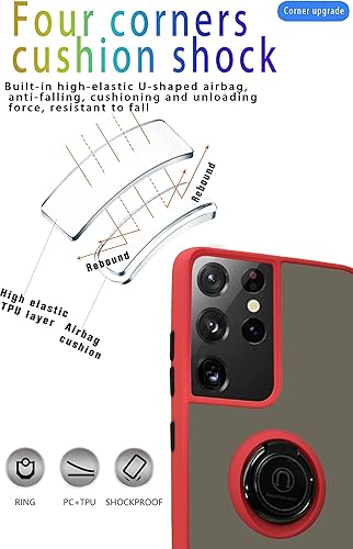 Está especialmente diseñado para Samsung Galaxy S21 Ultra anticaídas, antihuellas, soporte de anillo giratorio de 360° integrado sólido y duradero,