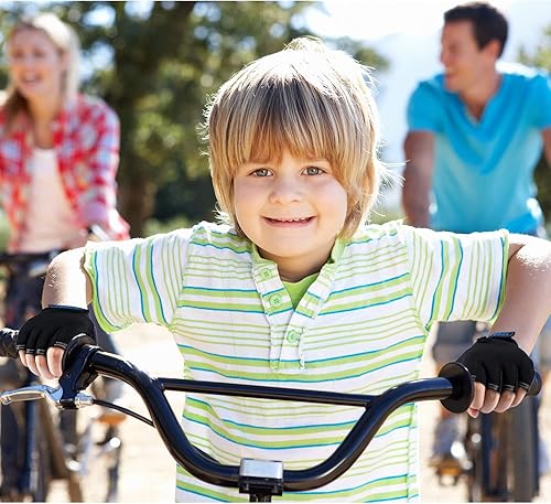 Miniatura 5 de 3 pares de guantes de bicicleta para niños, guantes de entrenamiento sin dedos de medio dedo, gel antideslizante para bicicleta y motocicleta