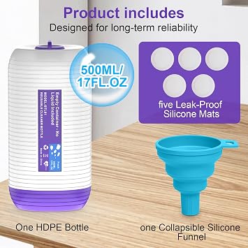 Refillable Bottle for Swiffer Power MopTM, 500ML / 17 FL.OZ Reusable Solution Container, with 6 Leak-Proof Seal & 1 Funnel,Simple Installation, Works with Any Cleaner