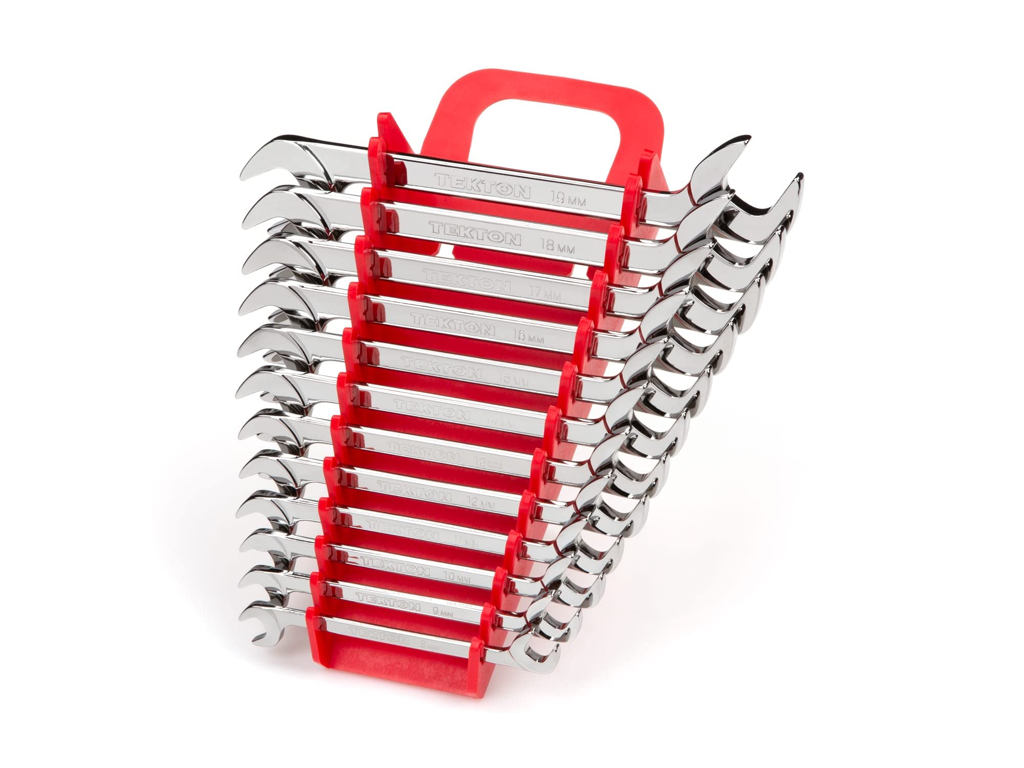 TEKTON WAE91201 zestaw kluczy kątowych z otwartym końcem, 12-częściowy (8-19 mm) - uchwyt | Wyprodukowano w USA | WAE91201