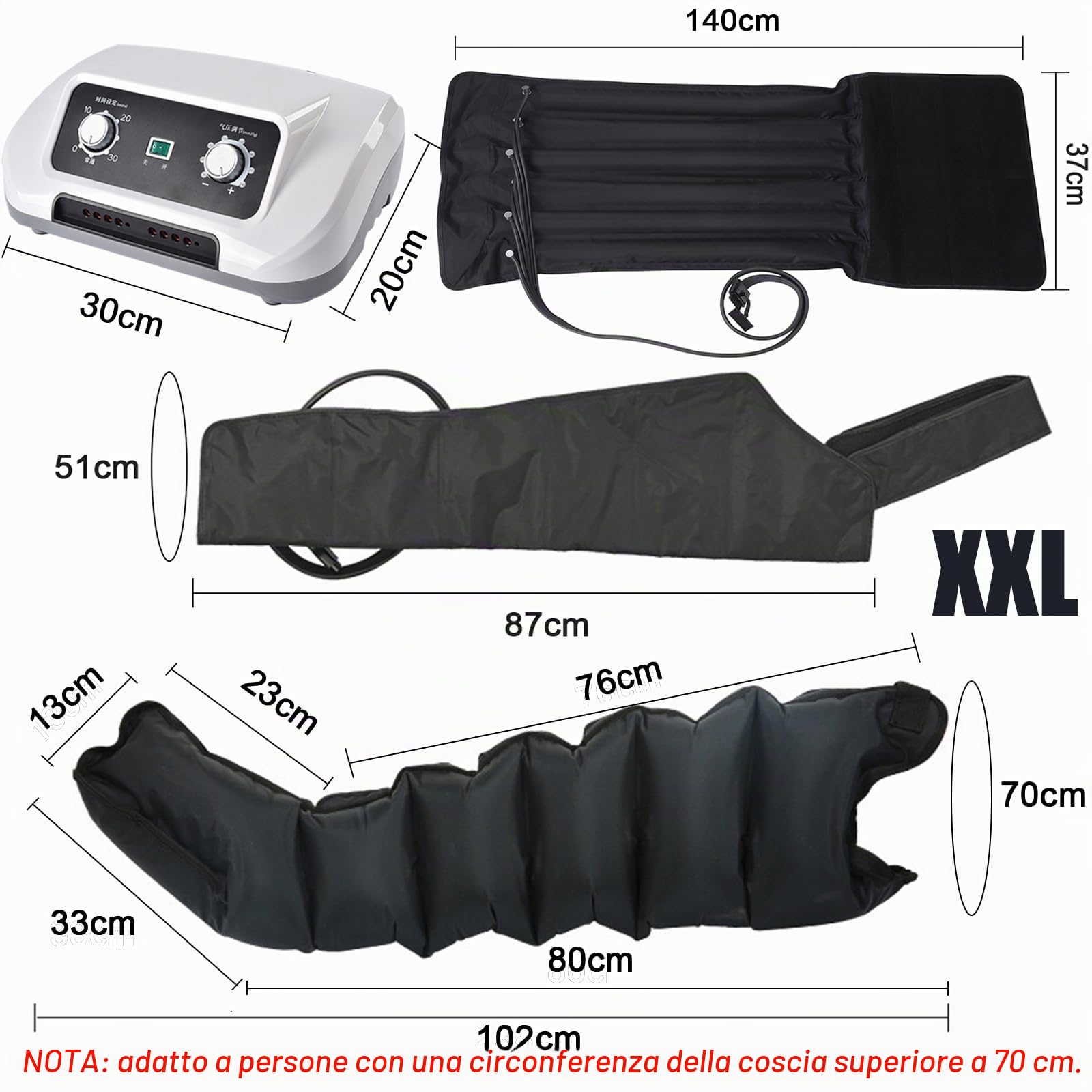 Pressoterapia Per Casa XXL Linfodrenaggio Gambe, Apparecchio Pressoterapia Linfodrenaggio Professionale, Macchinario Pressoterapia Gambe E Braccia Massaggiatore Gambes E Piedi Linfodrenante, 6 Cameres