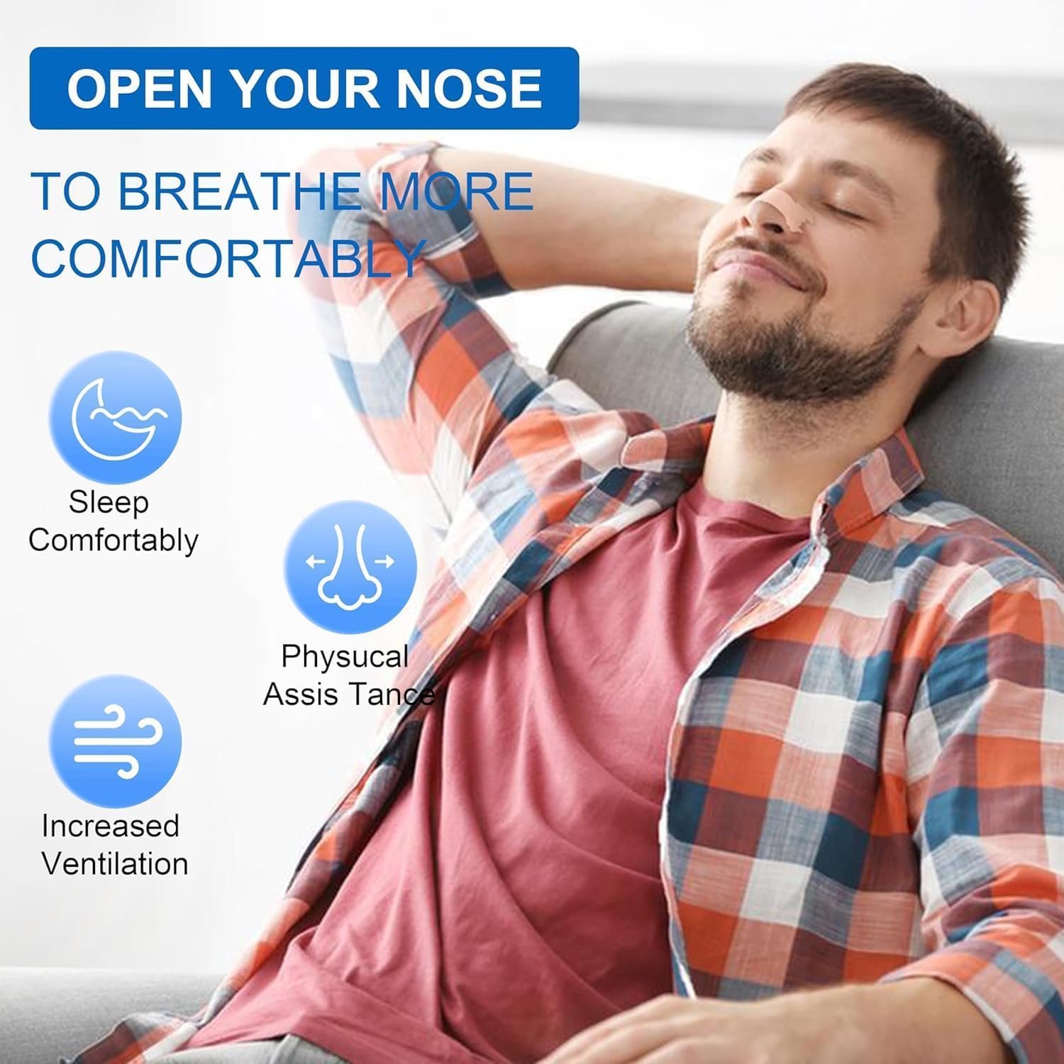 Tiras Nasales Antironquidos - Nasal Strips, 60 piezas Nose-Strips Tiritas Nariz para Deportivas Dormir - E1