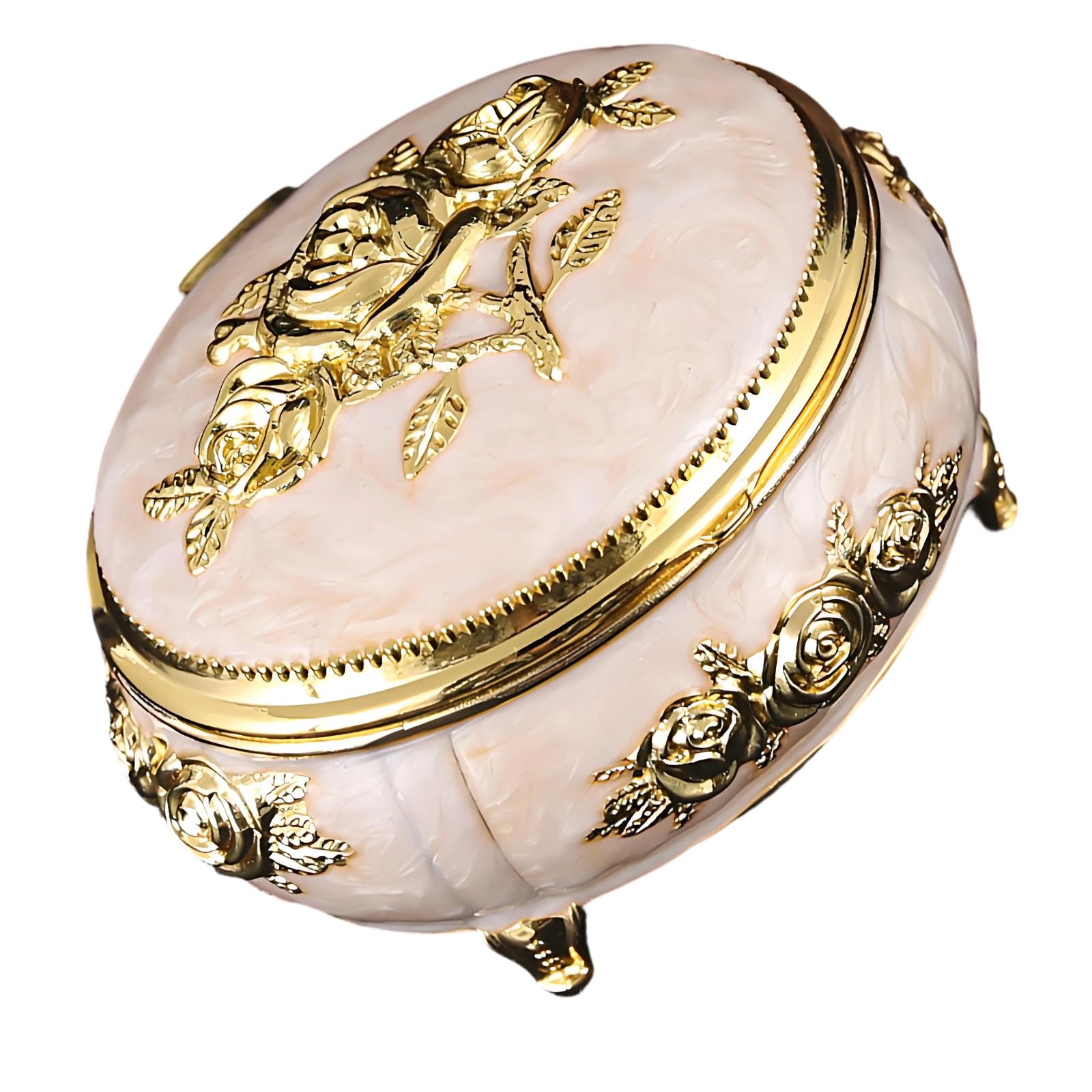 Kaeltsyn Retro Themed Metal Jewelry Holder with Protective Fabric Lining Ideal for Gift Giving Vintage Jewelry Box