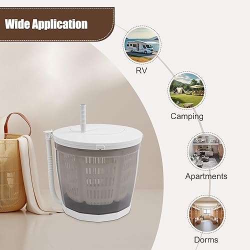 Miniatura 7 de Lavadora portátil, mini lavadora manual de lavandería y secadora de ropa, lavadora compacta con controlador giratorio para el hogar, apartamento, RV