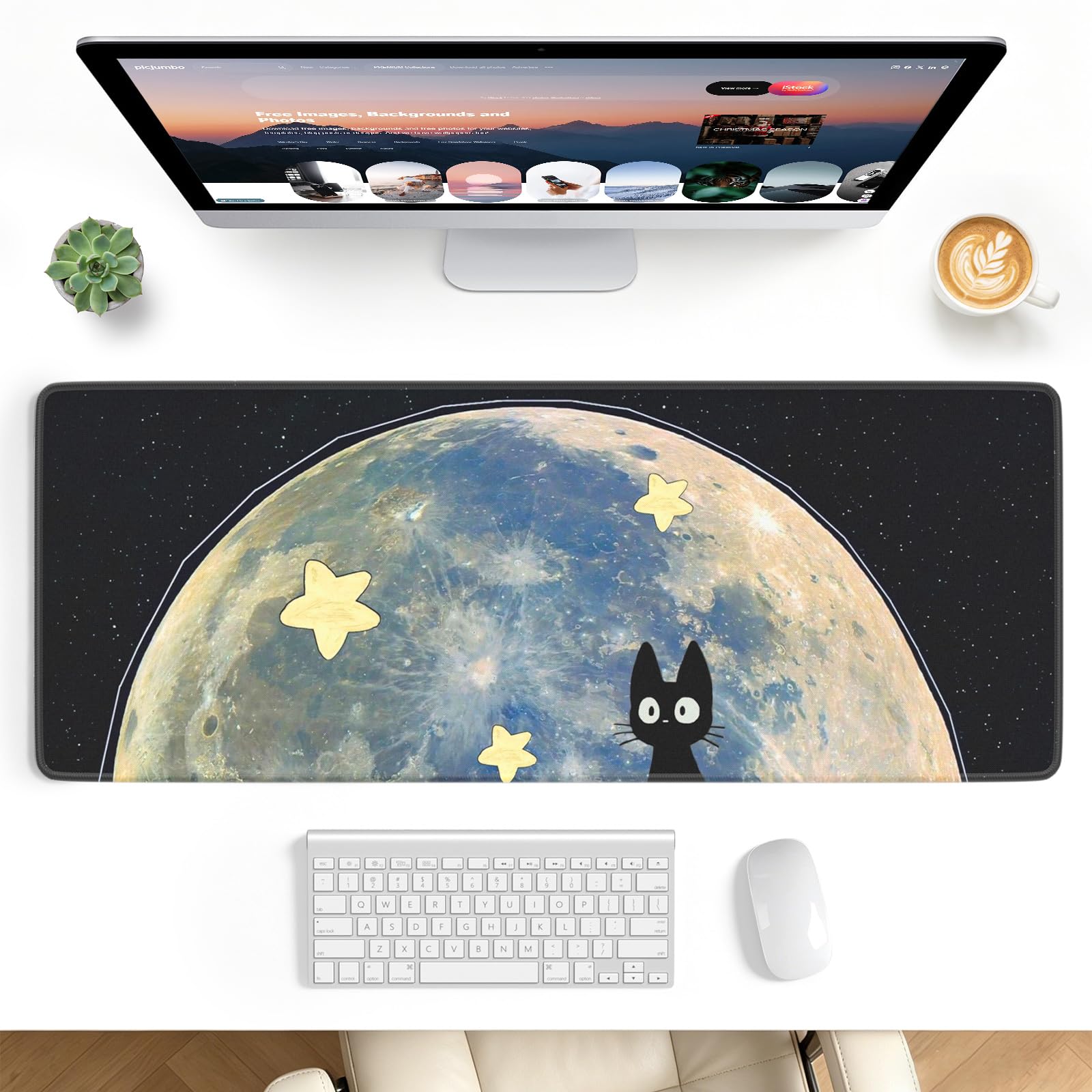 Stanploe Gaming Mouse Pad, Extended Desk Mat, Stitched Edges, Non-Slip Base