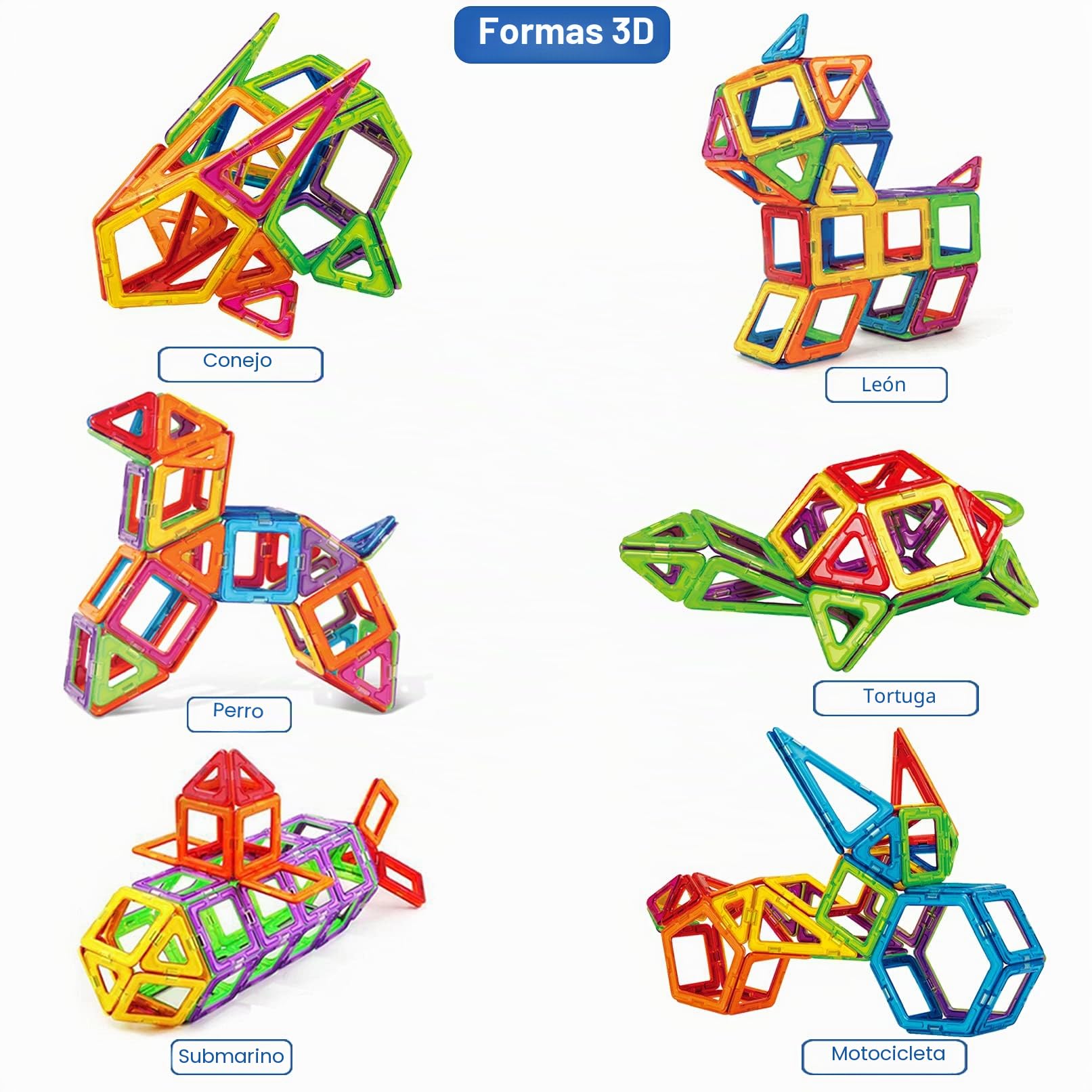 CONDIS Construcciones Magneticas Niños 114 Piezas Bloques de Construcción Magnéticos Juegos Magneticos Imanes Juguetes Niños de 3 4 5 6 7 Años Educativos Montessori Viaje Regalos para Niños Niñas