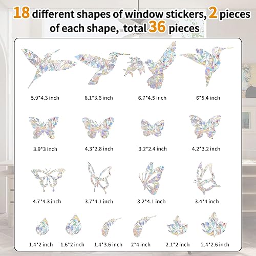 Miniatura 7 de 36 calcomanías de ventana para golpes de pájaros, adhesivos para ventanas que evitan que los pájaros golpeen las ventanas, calcomanías para