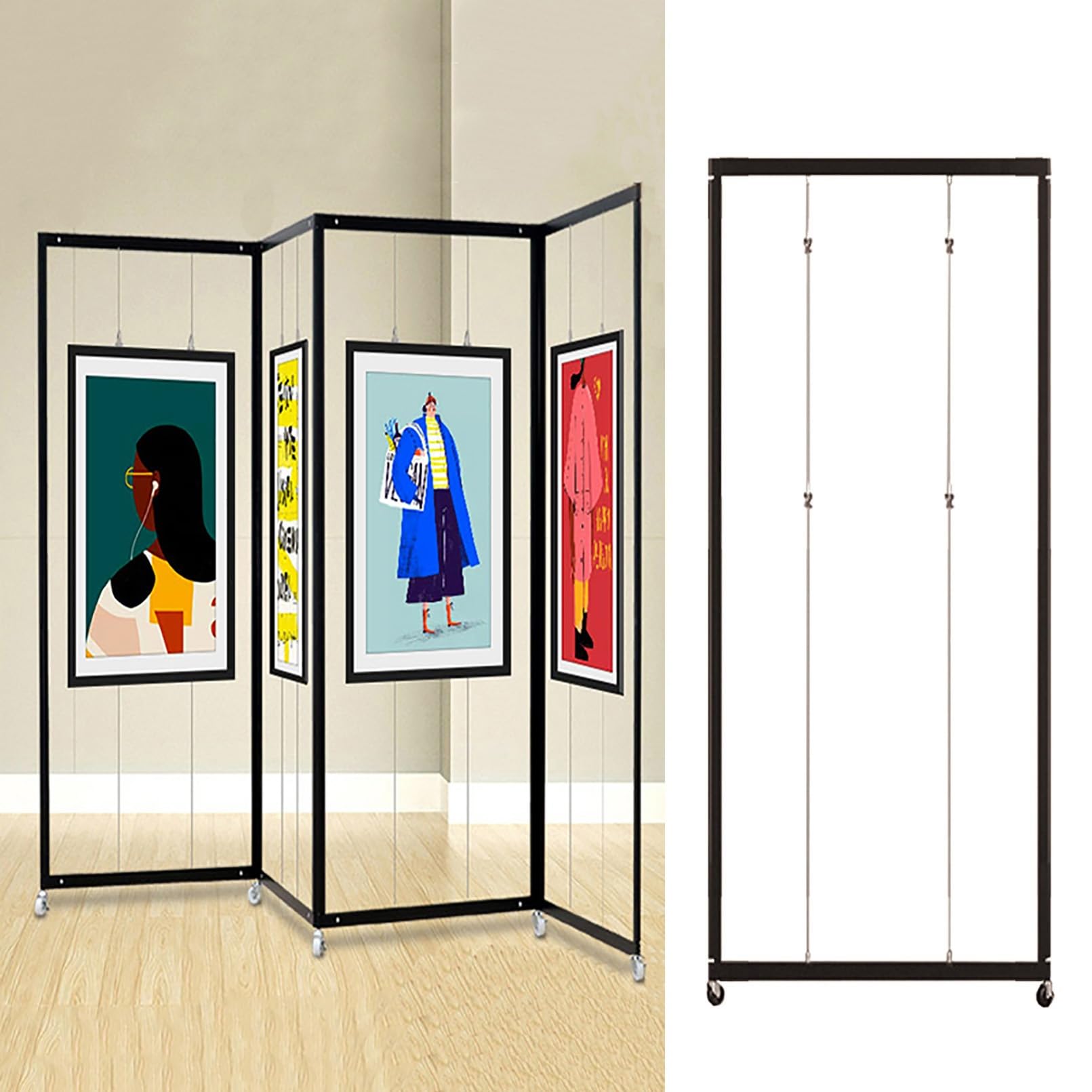 Espositori Autoportanti Per Mostre D'Arte, Portaposter Pieghevole Per Calligrafia, Espositore Bifacciale Mobile, Pannello Espositivo, Per Mostre D'arte, Poster(1pcs,60x150cm/23.6x59in)