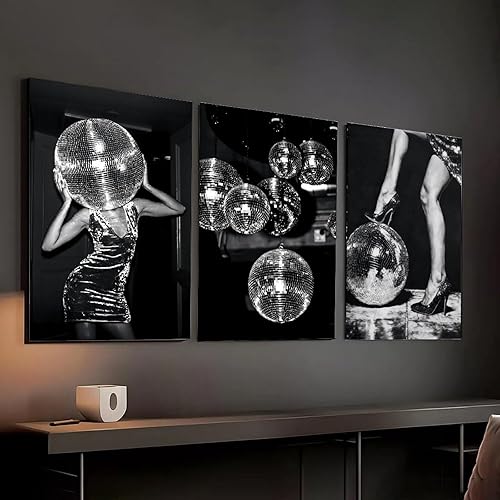 Miniatura 2 de 9W Juego de 3 pósteres de discoteca de los años 70 con estampado de tequila de discoteca en blanco y negro para imprimir alcohol de lujo, decoración