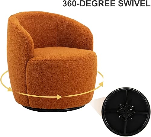 Miniatura 4 de CALABASH Silla giratoria pequeña, sillas giratorias para sala de estar, sillas redondas de 360, sillas de club modernas tapizadas de peluche para