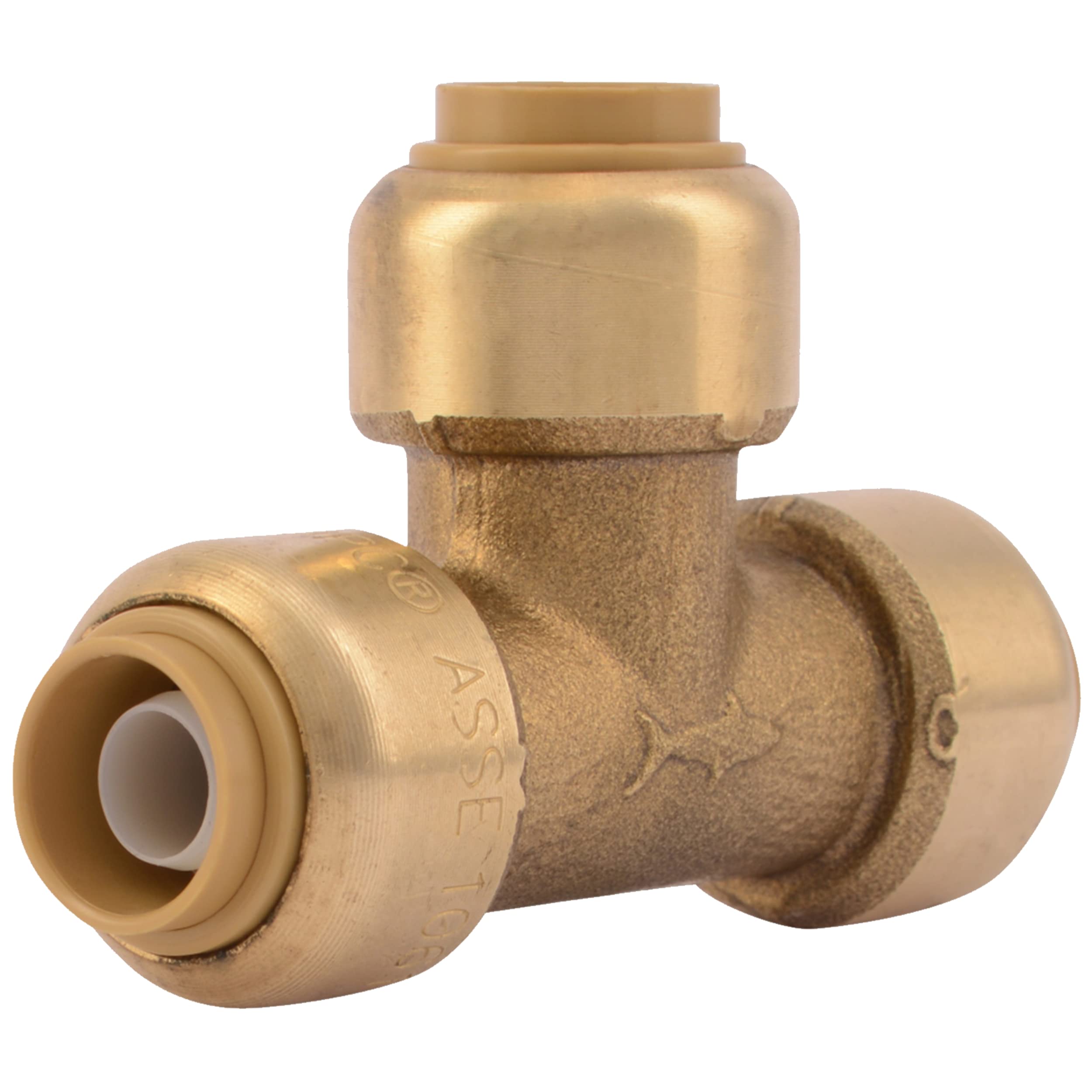 SharkBite 3/8 Inch (1/2 Inch OD) Tee, Push to Connect Brass Plumbing Fitting, PEX Pipe, Copper, CPVC, PE-RT, HDPE, U360LFA
