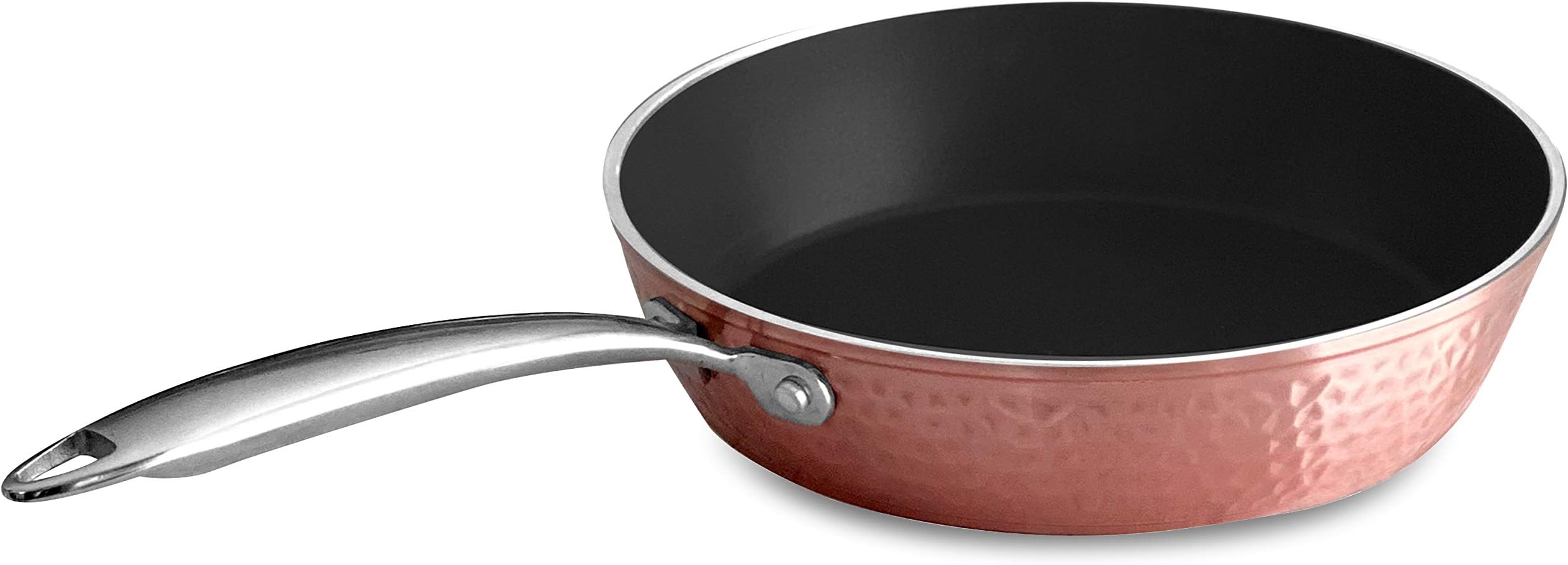 OrGREENiC Rose Hammered Cookware Collection – 12 Inch Skillet Fry Pan Ceramic Nonstick Surface & Aluminum Construction for Even Heating, Oven, Stovetop & Dishwasher Safe (1, 12")