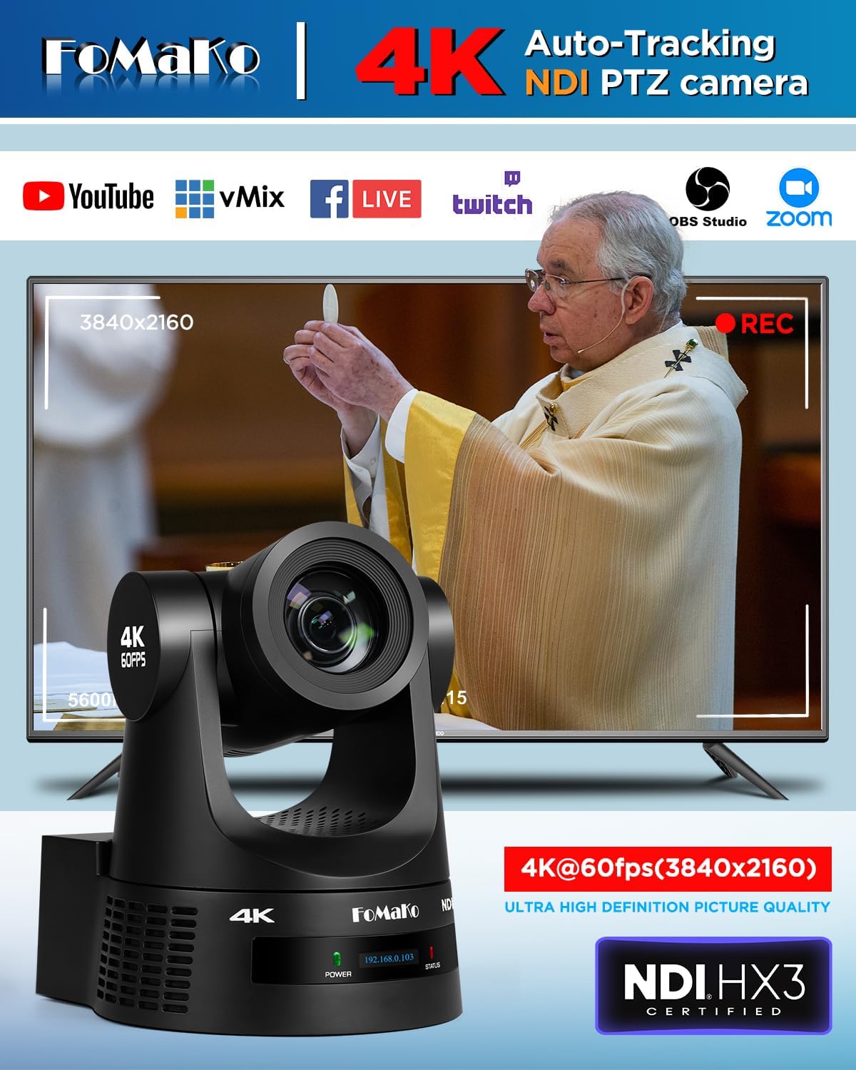 FoMaKo K600N PTZ Camera streaming compatibility