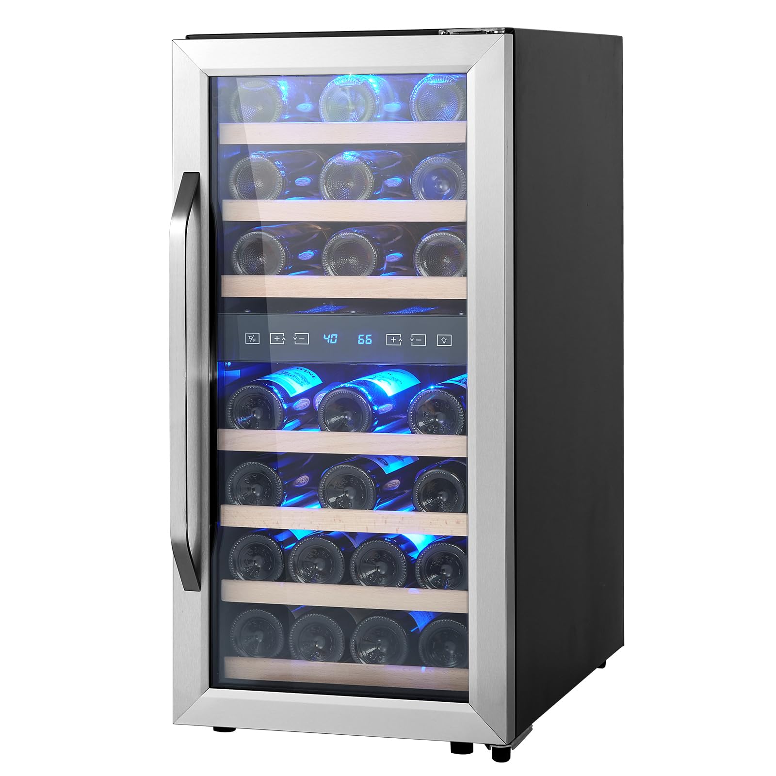 Happybuy 33-Bottle Wine Cooler - Dual Zone, Freestanding, with LED Light