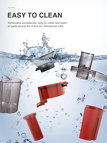 Miniatura 98 de QCen Máquina Exprimidora, Extractor de Jugos Centrífugo de 500W con Boca Ancha y Canal de Alimentación de 3" para Frutas y Verduras, Fácil de