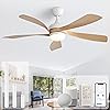 Sofucor 52" Smart Ceiling Fan, Indoor/Outdoor Ceiling Fans with Lights and Remote, Compatible with Alexa/Google/App, 3-Color Light 6-Speed Timing Reversible DC Motor for Bedroom Living Room Patio
