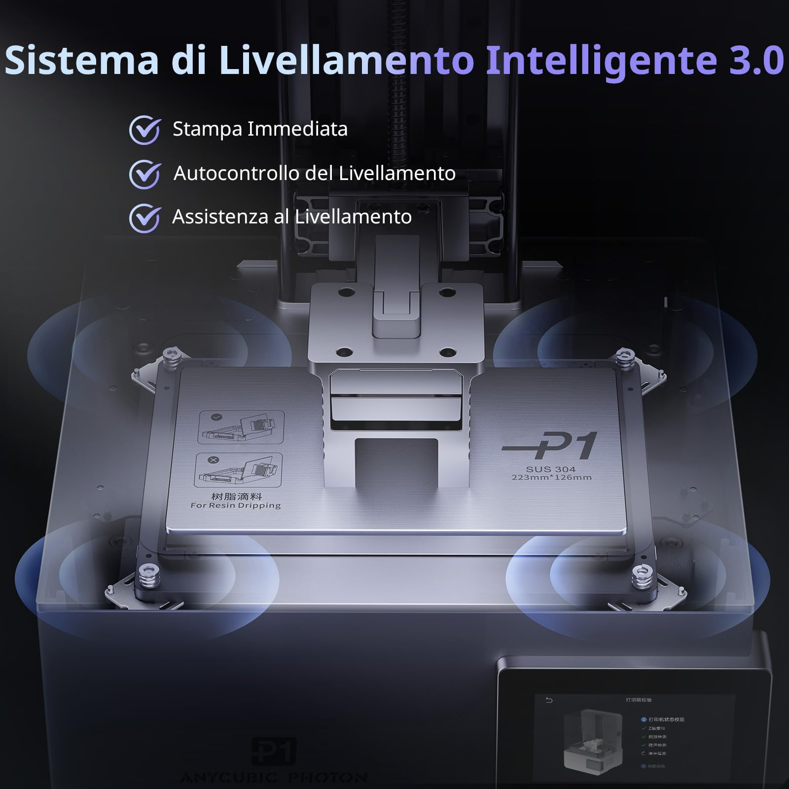 Anycubic Photon P1 con Piattaforma Doppio Colore/Materiale Stampante Resina | Risoluzione 14K 13312x5120 Stampante 3D Resina, Riscaldamento Intelligente del Serbatoio, Volume di Costruzione 6,5 L