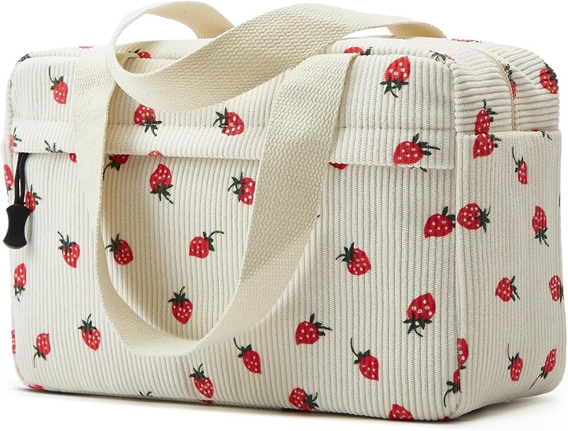 Necessaire de maquiagem ZOEMTIU em veludo cotelê com zíper e alça — 20,07 x 20 x 10 cm