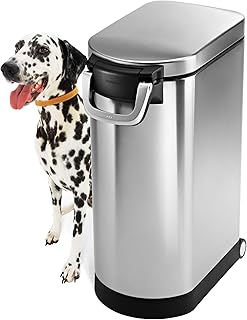 simplehuman CW1889 35L 18KG Extra Large Pet Dog Dry Food Storage Container Bin, Lid-Mounted Measuring Scoop, Airtight Seal, Pet-Proof Lock, Removable BPA-Free Inner Bucket, Brushed Stainless Steel